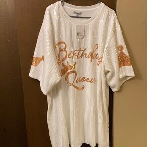 White Sequin 'Birthday Queen' dress